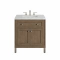 James Martin Vanities Chicago 30in Single Vanity, Whitewashed Walnut w/ 3 CM Arctic Fall Solid Surface Top 305-V30-WWW-3AF